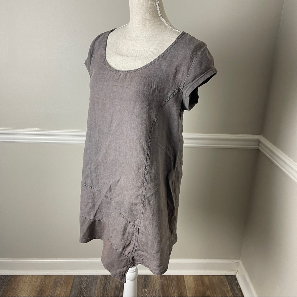 Flax Linen Women’s Urban Top Tunic Gray Petite